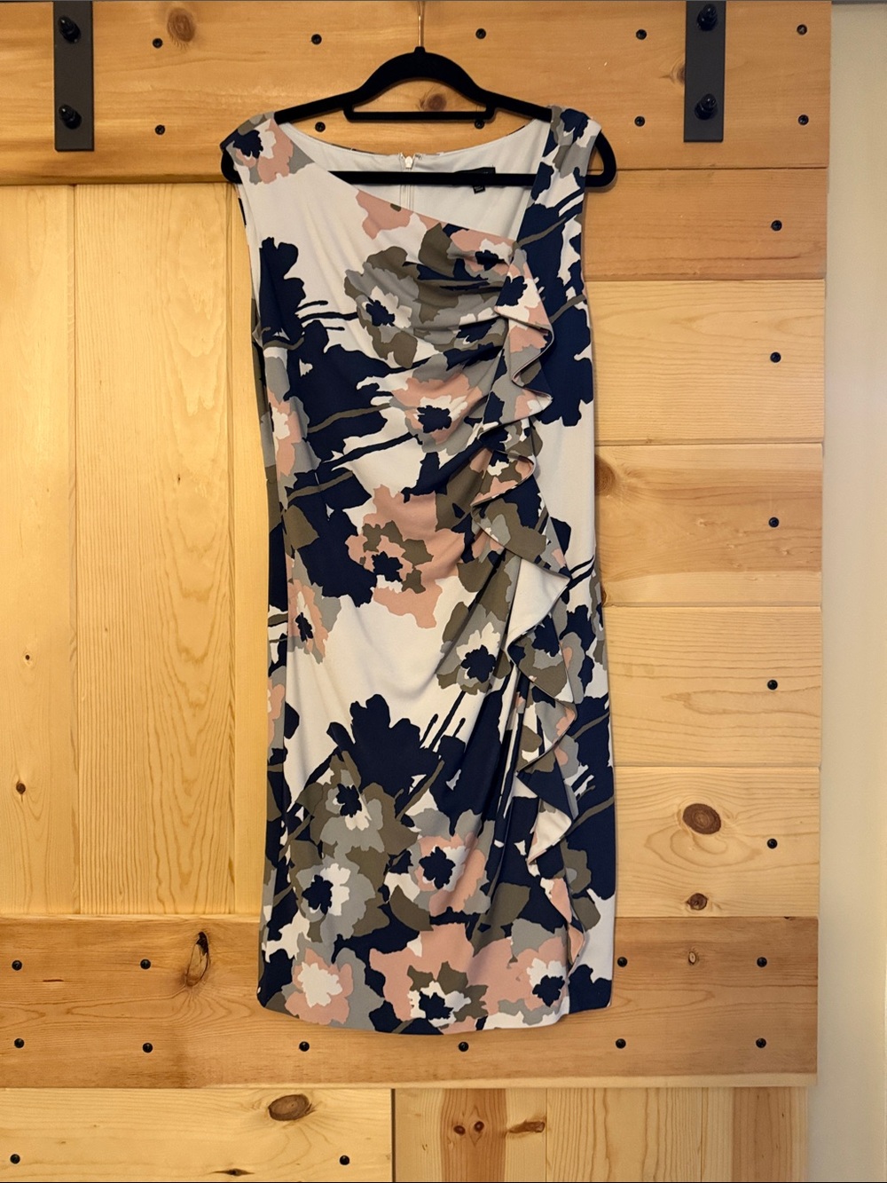 Saks Fifth Avenue Navy, Blush & Olive Floral Ruffle Dress